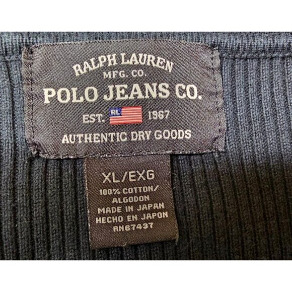 Ralph Lauren Polo Jeans Co Mens XL Blue Ribbed Long Sleeve Logo Flag Sweater - Picture 11 of 11